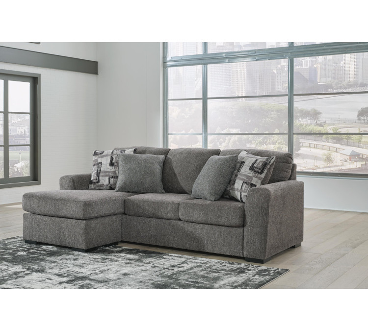Gardiner Sofa Chaise with Ottoman - Pewter