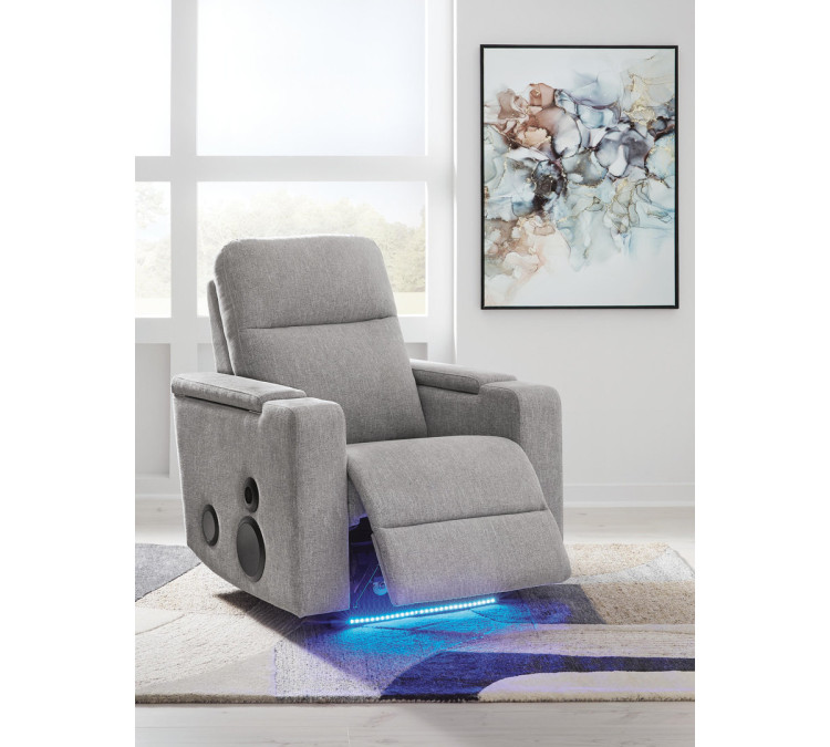 Landdin Power Glider Recliner with Audio System - Pewter