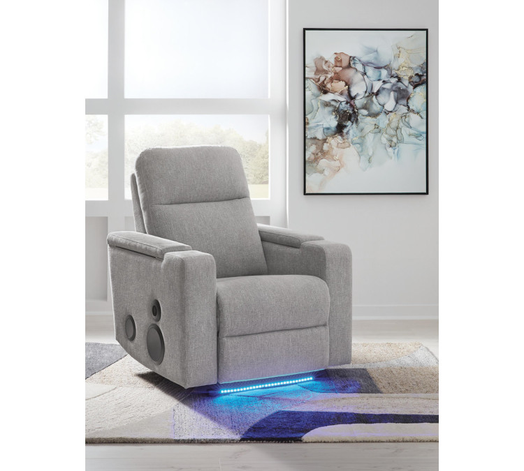 Landdin Power Glider Recliner with Audio System - Pewter