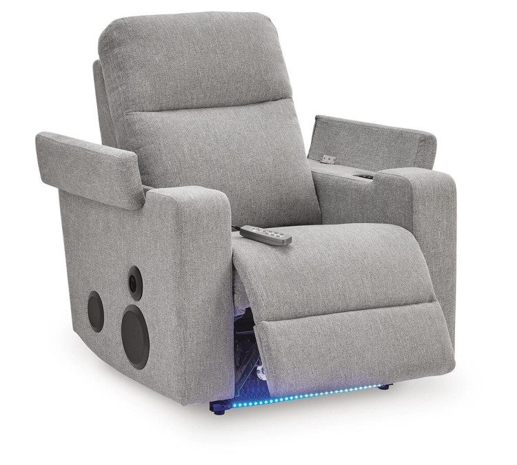 Landdin Power Glider Recliner with Audio System - Pewter