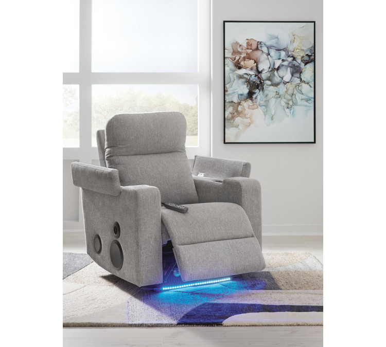 Landdin Power Glider Recliner with Audio System - Pewter