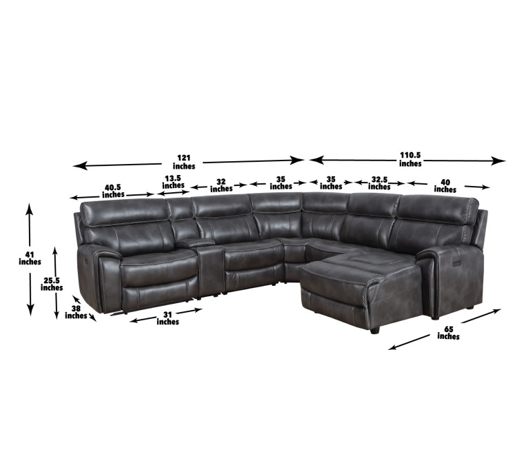 Provo 6/Piece Dual/Power Chaise Sectional