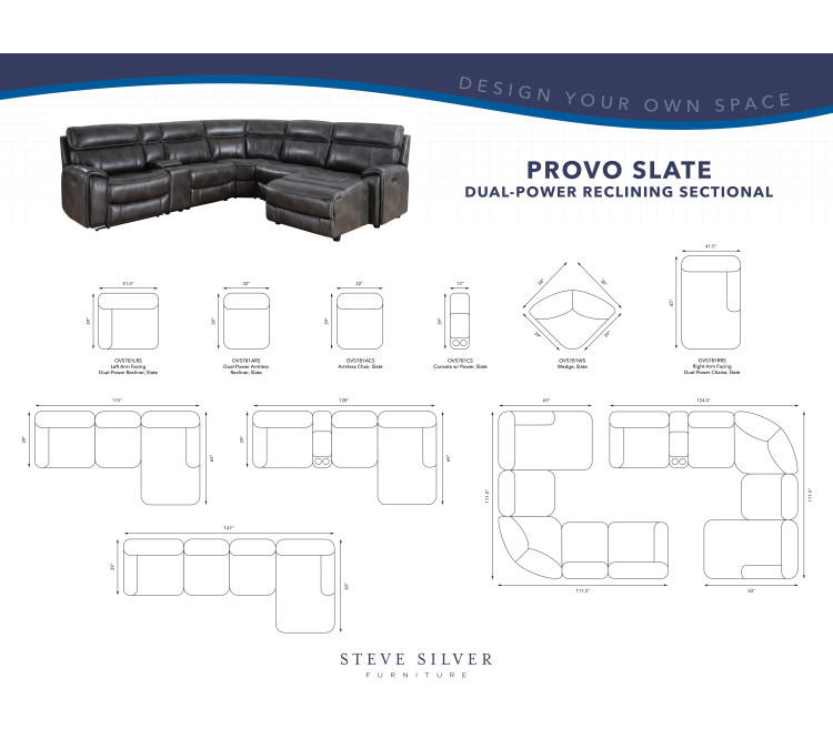 Provo 6/Piece Dual/Power Chaise Sectional