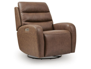 Falloway Swivel Glider Power Recliner - Saddle