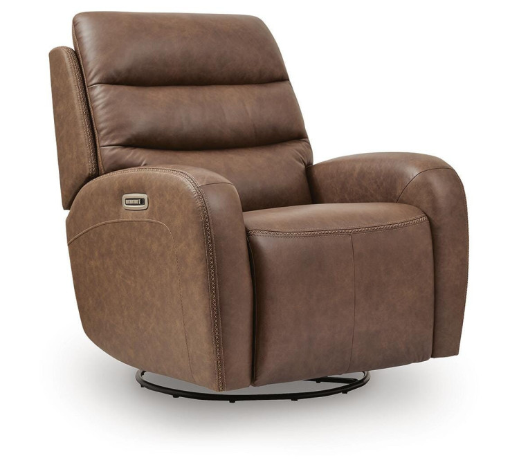 Falloway Swivel Glider Power Recliner - Saddle