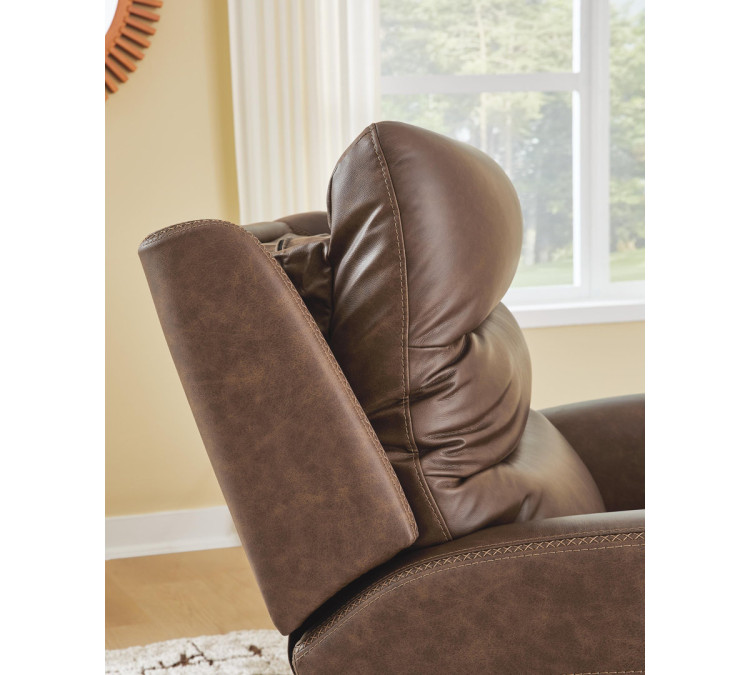 Falloway Swivel Glider Power Recliner - Saddle