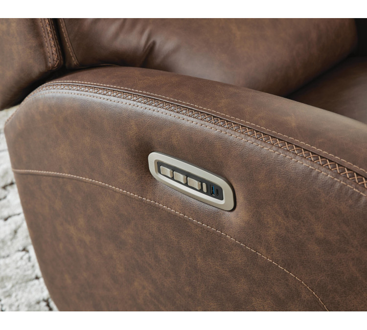 Falloway Swivel Glider Power Recliner - Saddle