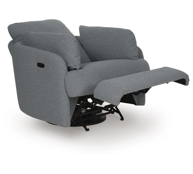 Alainmont Next-Gen Nuvella Swivel Power Recliner - Salt and Pepper