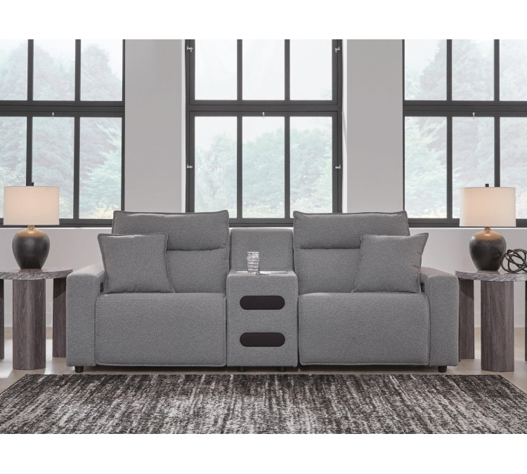 Modmax II 3-Piece Power Reclining Sectional with Audio Console - Salt and Pepper