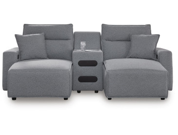 Modmax II 3-Piece Power Reclining Sectional with Chaise and Audio Console - Salt and Pepper