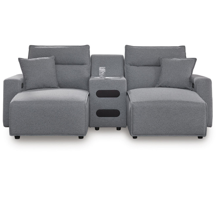 Modmax II 3-Piece Power Reclining Sectional with Chaise and Audio Console - Salt and Pepper