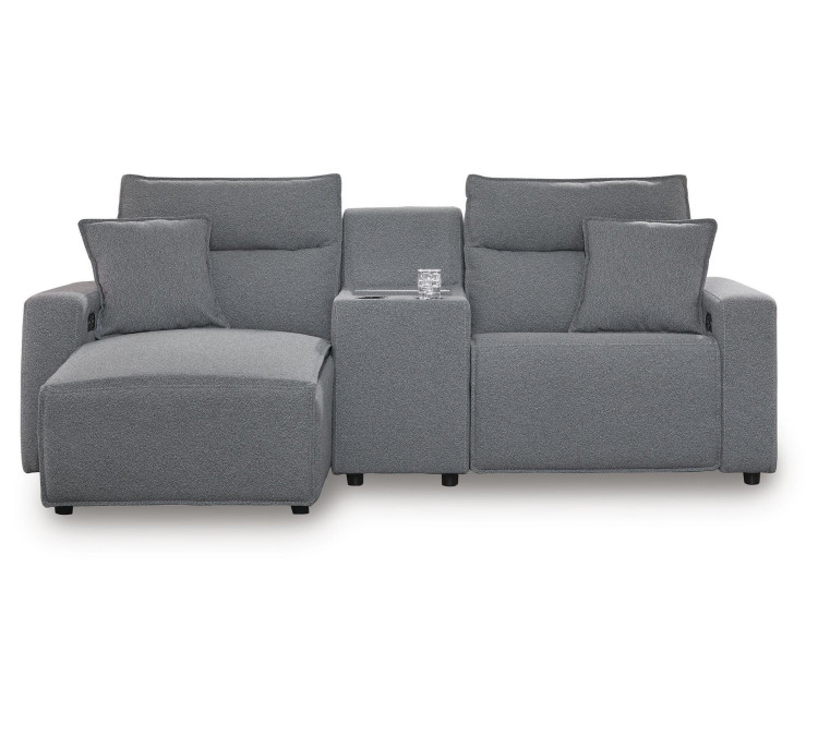 Modmax II 3-Piece Power Reclining Sectional with Chaise and Console - Salt and Pepper