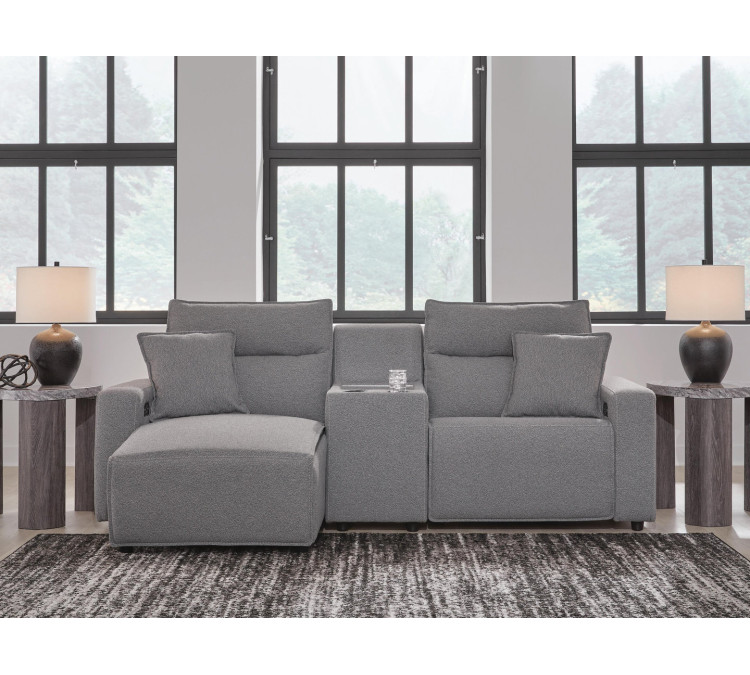 Modmax II 3-Piece Power Reclining Sectional with Chaise and Console - Salt and Pepper