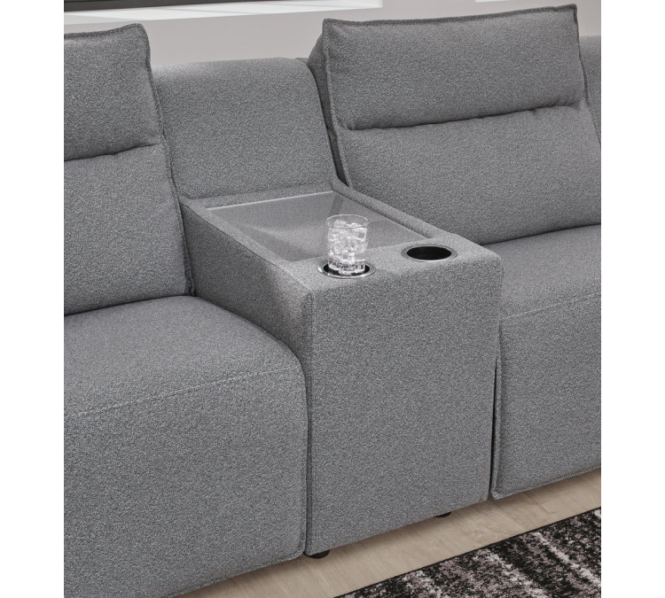 Modmax II 3-Piece Power Reclining Sectional with Chaise and Console - Salt and Pepper