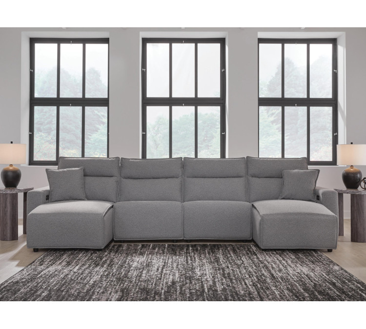 Modmax II 4-Piece Power Reclining Sectional with Chaise - Salt and Pepper