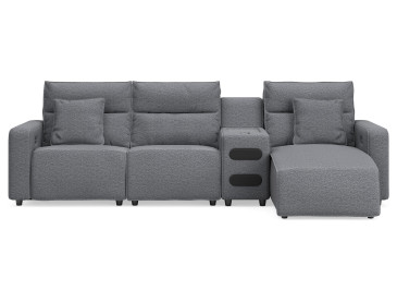 Modmax II 4-Piece Reclining Sectional with Chaise and Audio Console - Salt and Pepper