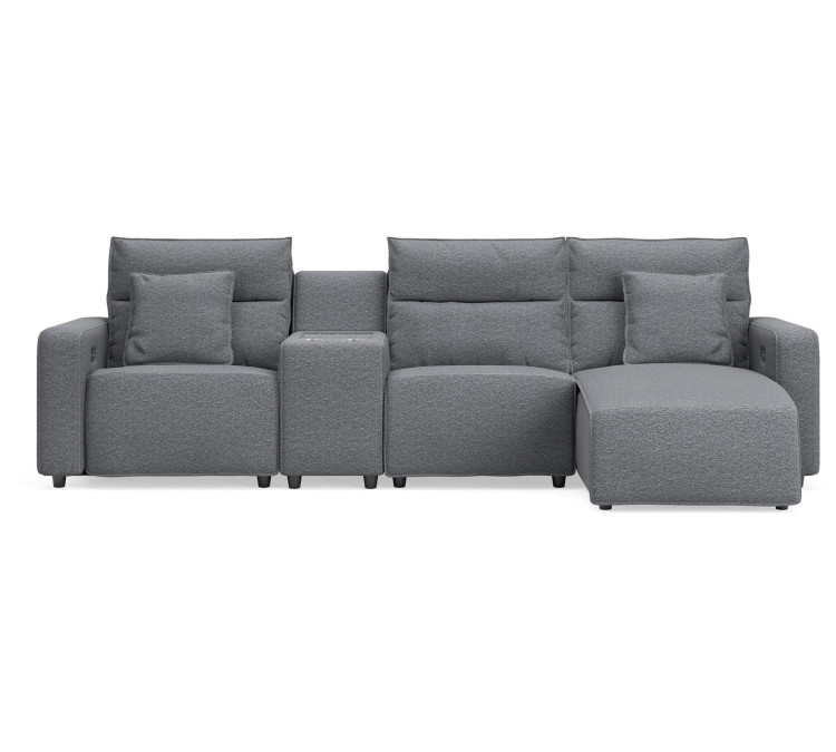Modmax II 4-Piece Reclining Sectional with Chaise and Console - Salt and Pepper