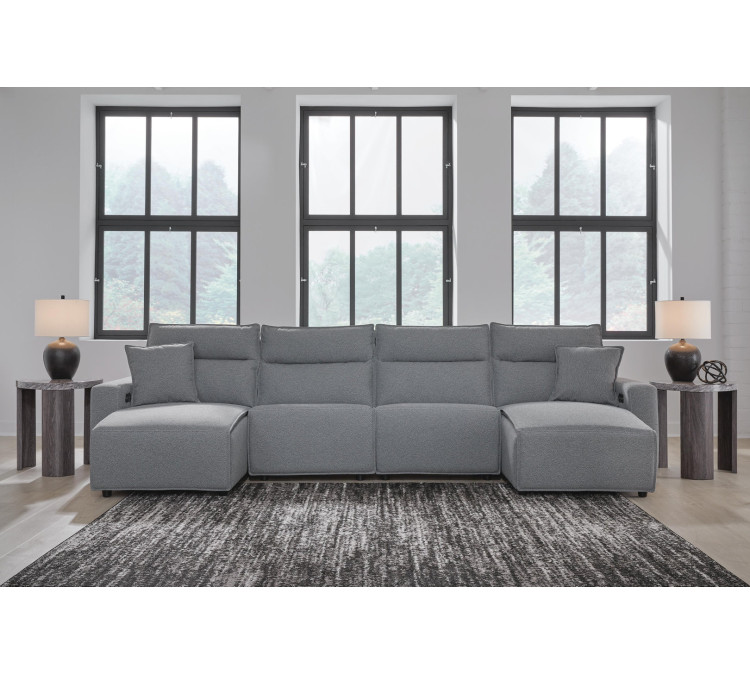 Modmax II 4-Piece Reclining Sectional with Double Chaise - Salt and Pepper