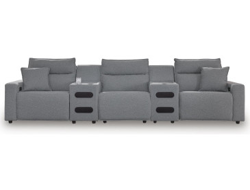Modmax II 5-Piece Power Reclining Sectional with Audio Consoles - Salt and Pepper