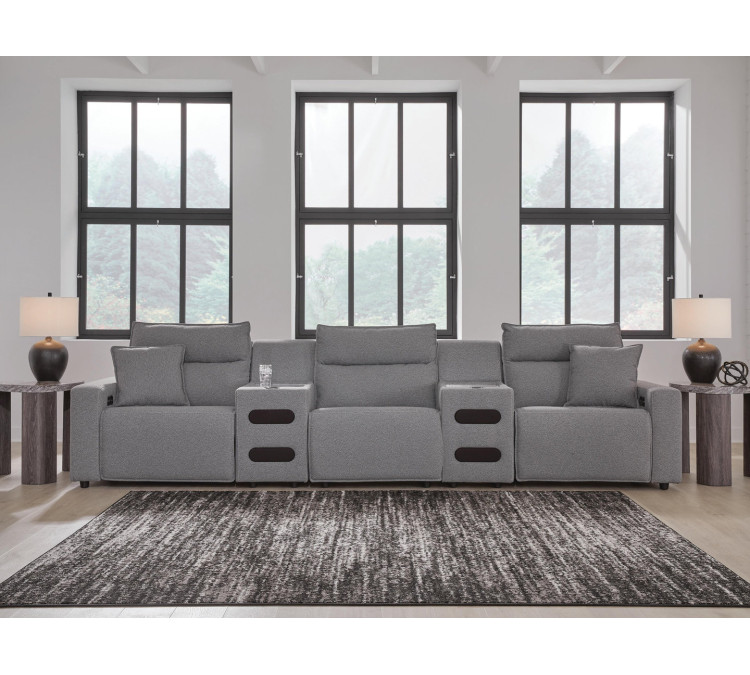 Modmax II 5-Piece Power Reclining Sectional with Audio Consoles - Salt and Pepper