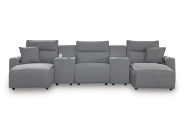 Modmax II 5-Piece Power Reclining Sectional with Chaise and Consoles - Salt and Pepper