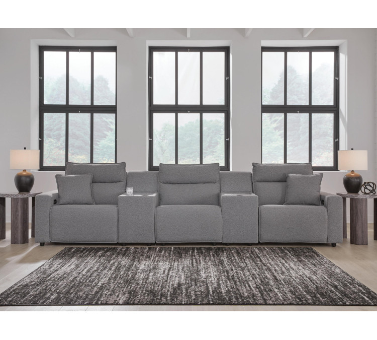 Modmax II 5-Piece Power Reclining Sectional with Consoles - Salt and Pepper
