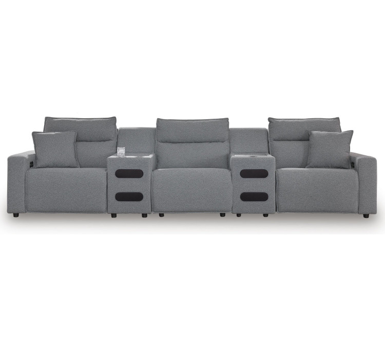 Modmax II 5-Piece Reclining Sectional with Audio Consoles - Salt and Pepper