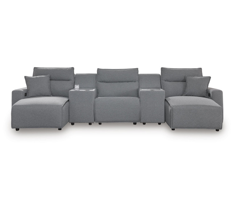 Modmax II 5-Piece Reclining Sectional with Double Chaise and Consoles - Salt and Pepper