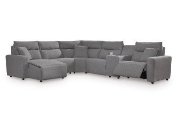 Modmax II 6-Piece Power Reclining Sectional with Chaise and Console - Salt and Pepper