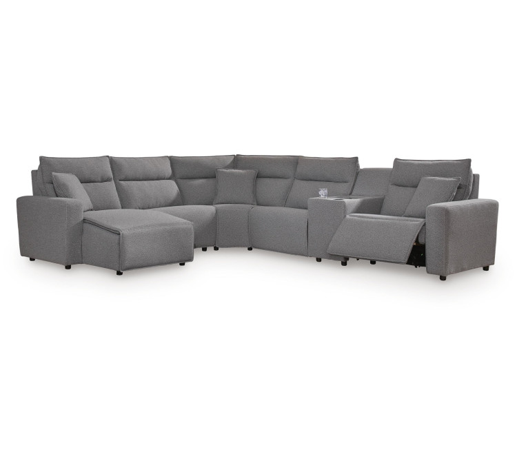 Modmax II 6-Piece Power Reclining Sectional with Chaise and Console - Salt and Pepper