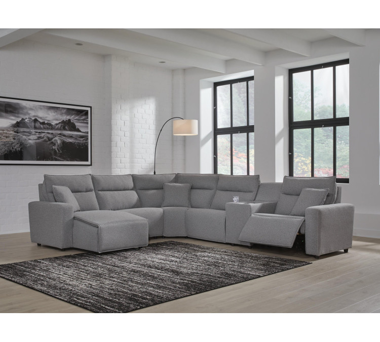 Modmax II 6-Piece Power Reclining Sectional with Chaise and Console - Salt and Pepper