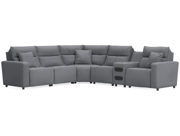Modmax II 6-Piece Reclining Sectional with Audio Console - Salt and Pepper