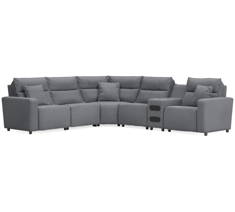 Modmax II 6-Piece Reclining Sectional with Audio Console - Salt and Pepper