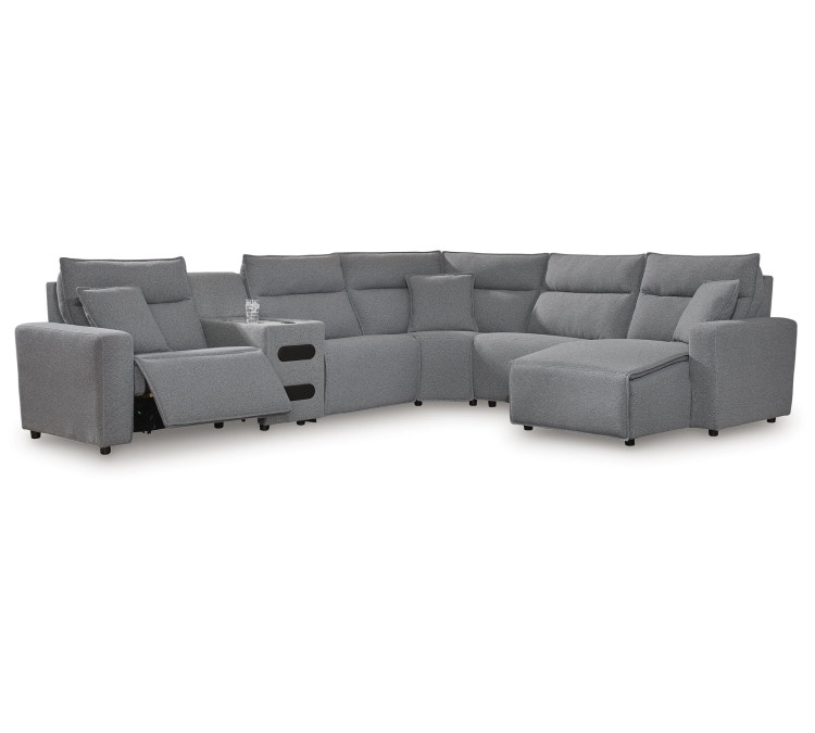 Modmax II 6-Piece Reclining Sectional with Chaise and Audio Console - Salt and Pepper