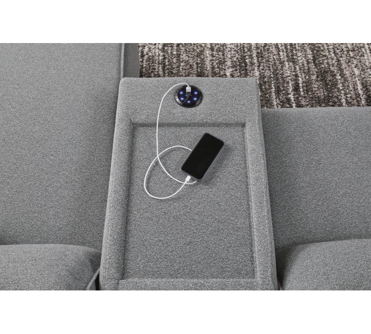 Modmax II 7-Piece Power Reclining Sectional with Chaise and Audio Console - Salt and Pepper