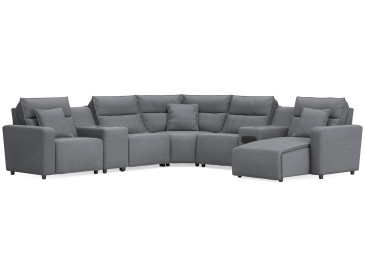 Modmax II 7-Piece Power Reclining Sectional with Chaise and Audio System - Salt and Pepper
