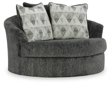 Biddeford Oversized Swivel Accent Chair - Shadow