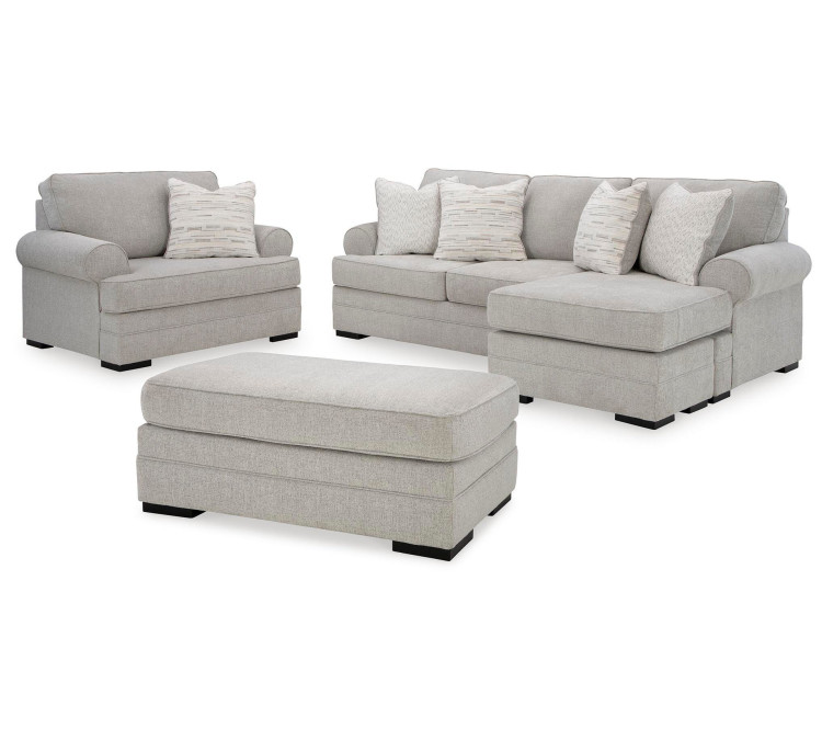 Eastonbridge Sofa Chaise, Chair, and Ottoman - Shadow