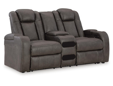 Fyne-Dyme Power Reclining Loveseat with Console - Shadow