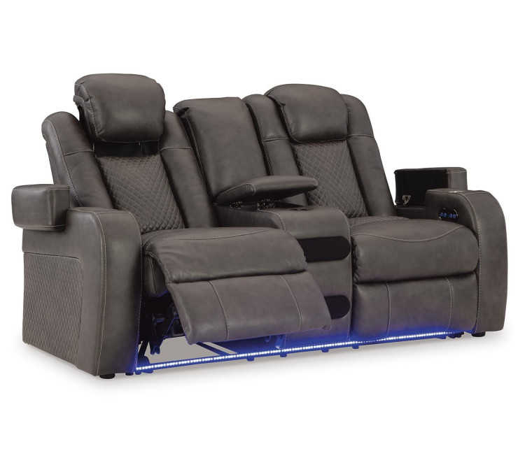 Fyne-Dyme Power Reclining Loveseat with Console - Shadow