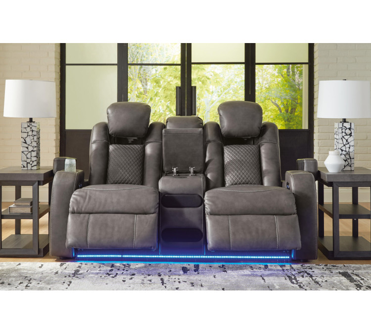 Fyne-Dyme Power Reclining Loveseat with Console - Shadow