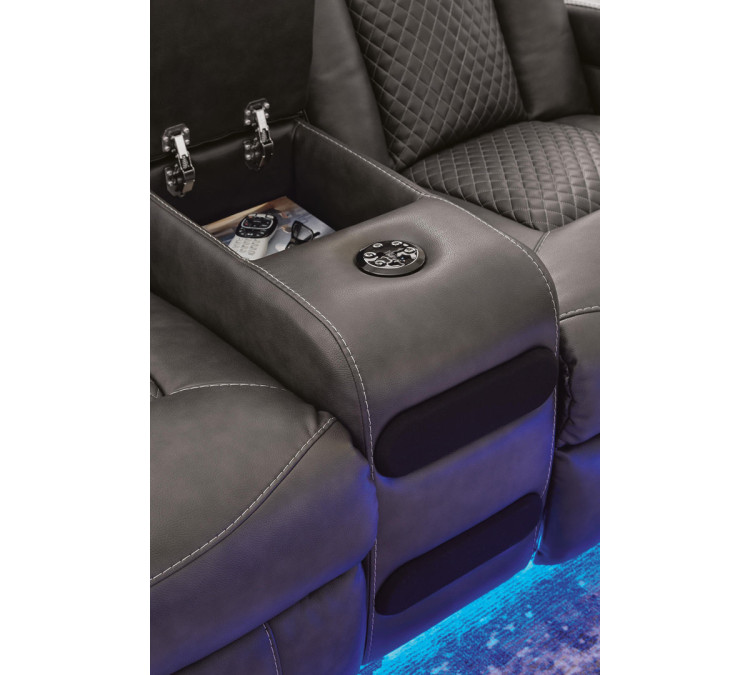 Fyne-Dyme Power Reclining Loveseat with Console - Shadow