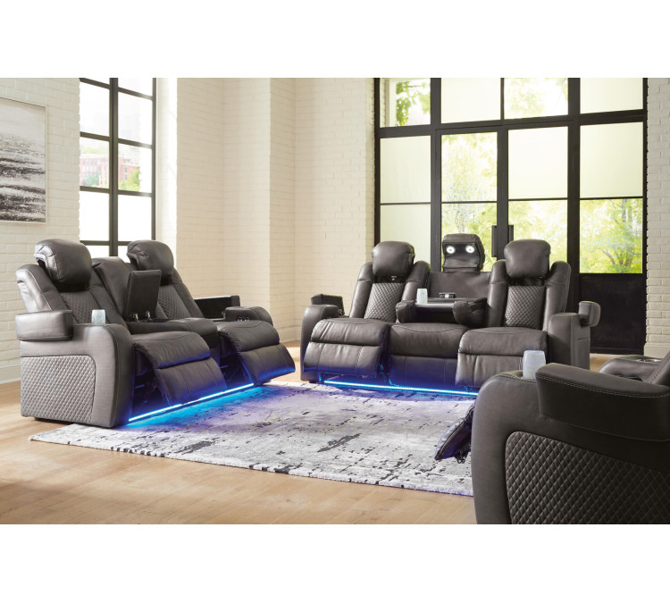 Fyne-Dyme Sofa, Loveseat and Recliner - Shadow