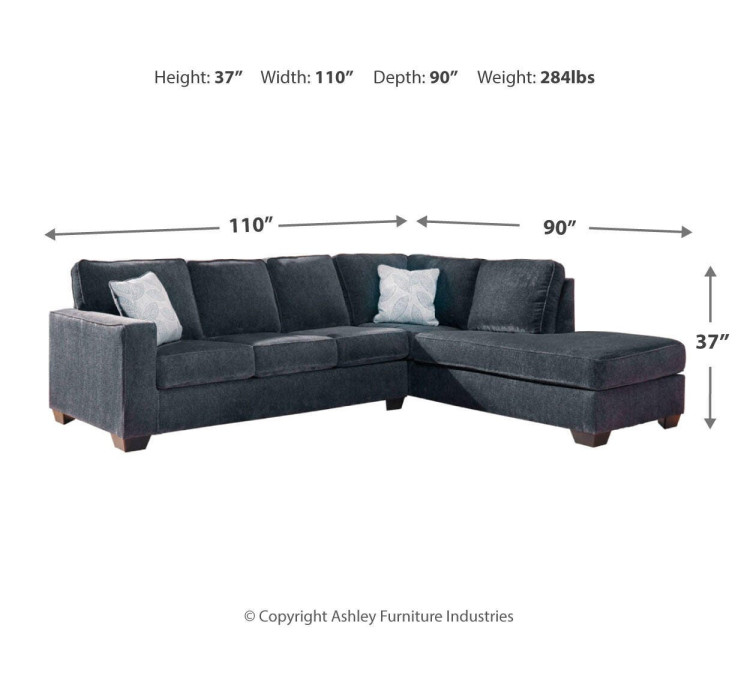 Altari 2-Piece Sleeper Sectional with Chaise - Slate