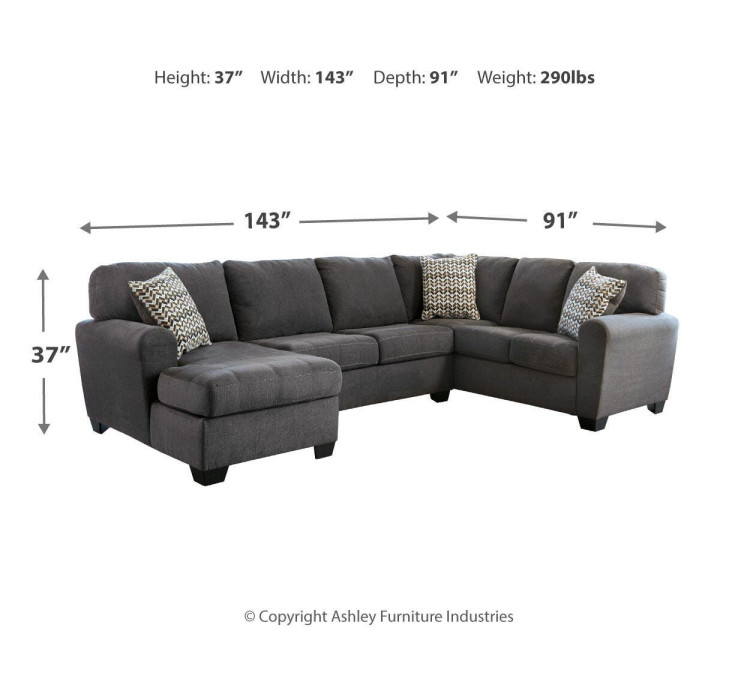 Ambee 3-Piece Sectional with Chaise - Slate