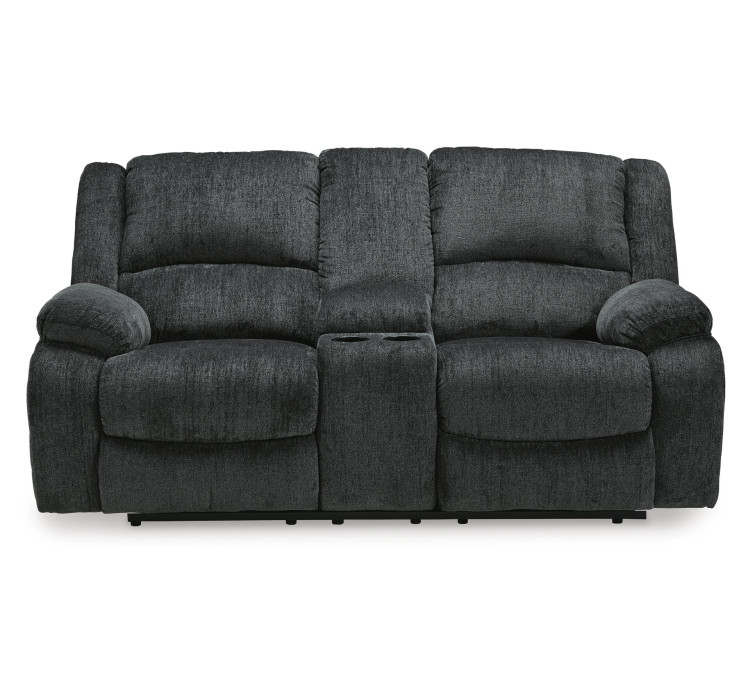 Draycoll Power Reclining Loveseat with Console - Slate