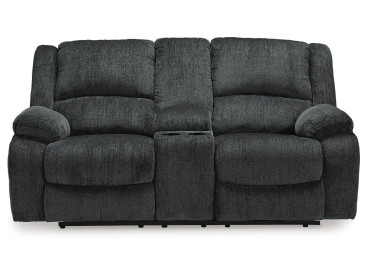 Draycoll Reclining Loveseat with Console - Slate