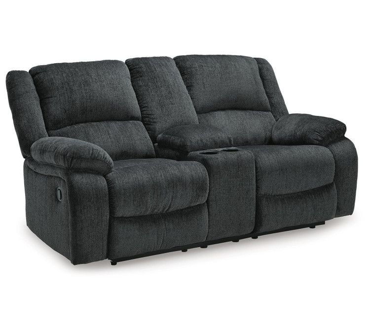 Draycoll Reclining Loveseat with Console - Slate