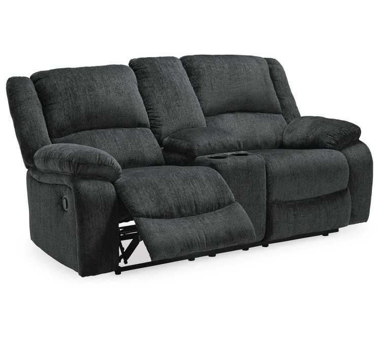Draycoll Reclining Loveseat with Console - Slate