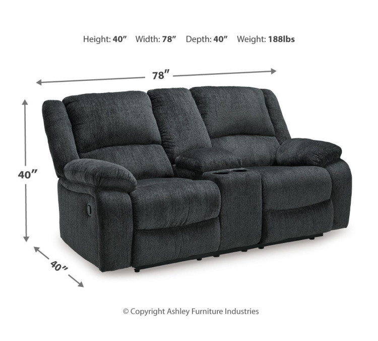 Draycoll Reclining Loveseat with Console - Slate